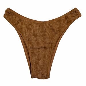 Brown Textured Cheeky Bikini Bottoms